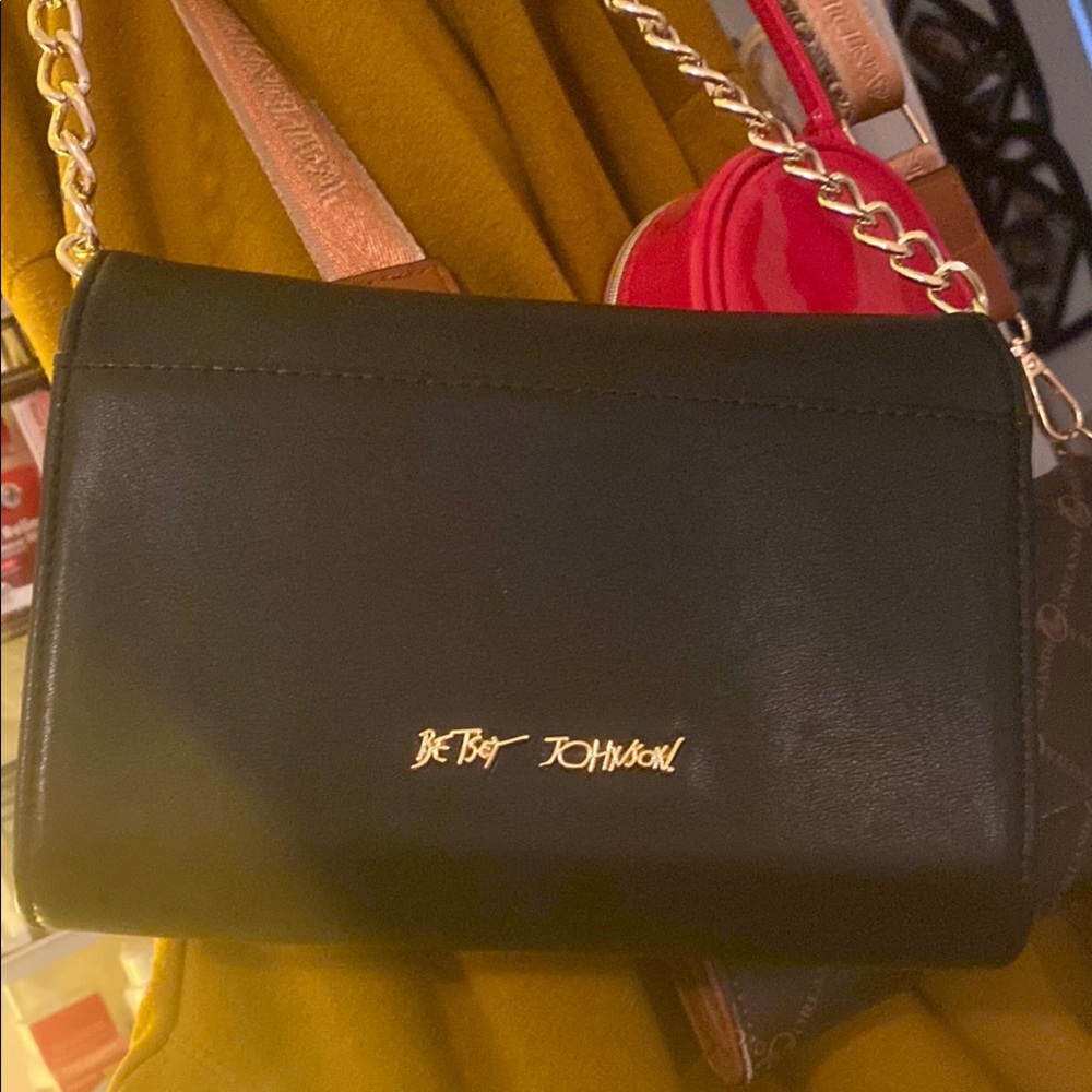 Betsey Johnson Black Crossbody Bag with Gold Accents